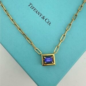 RARE Tiffany & Co. Tanzanite Jewel Box Necklace 17.5" 18k Yellow Gold 💙